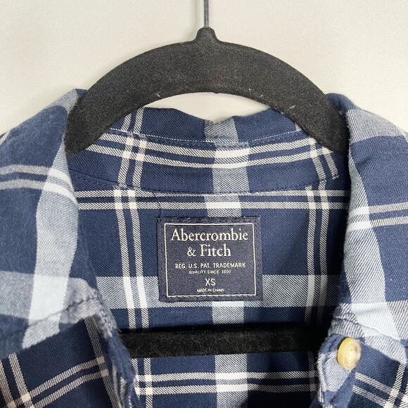 Abercrombie & Fitch Womens XSmall Blue White Plaid Button Front Knot Shirt Dress - Picture 7 of 9